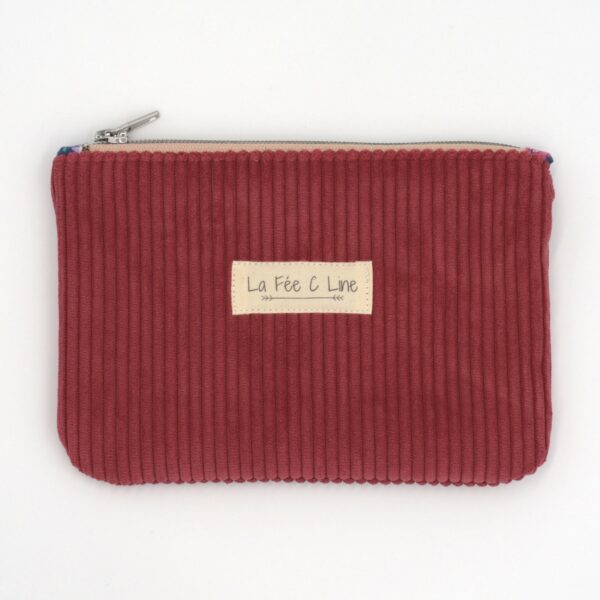 Trousse en velours framboise