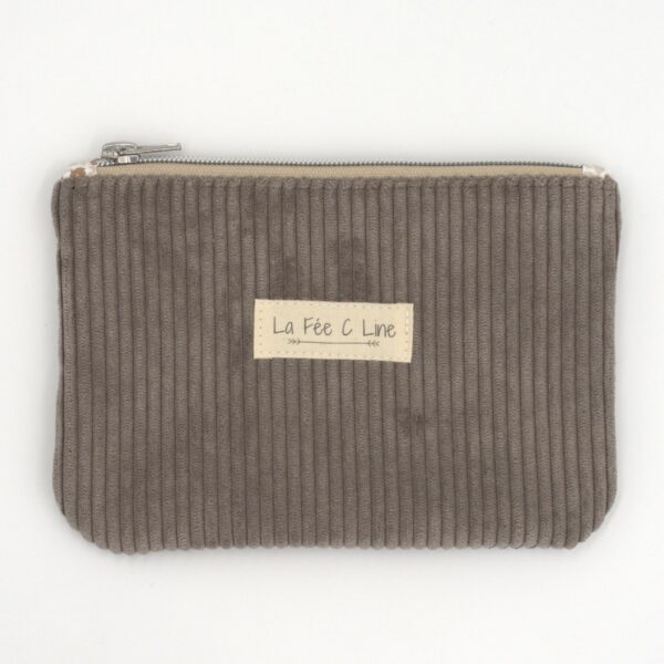 Trousse en velours taupe