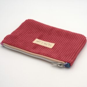 Trousse en velours framboise