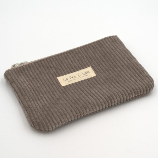 Trousse en velours taupe