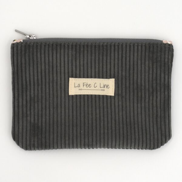 Trousse en velours anthracite